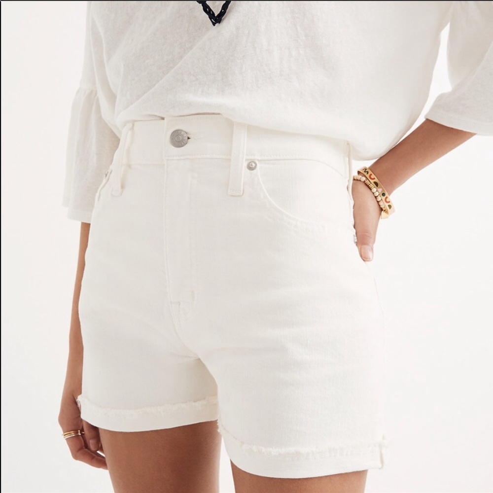 Madewell High-Rise Denim Shorts in Tile White